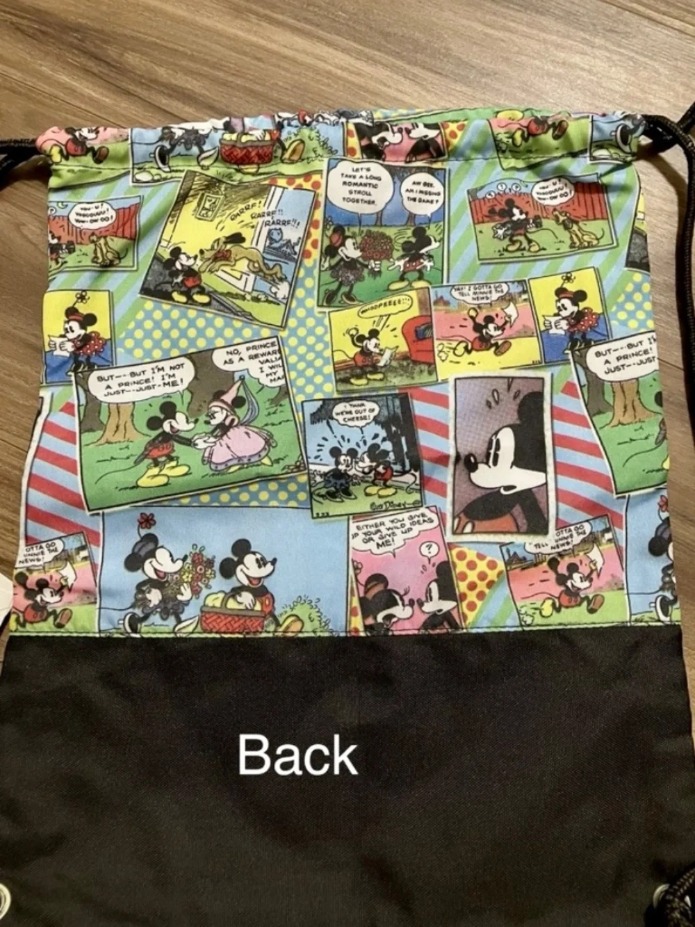 2 Walt Disney World Parks Mickey Mouse Drawstring Backpack $32 Comic Strip BNWT
